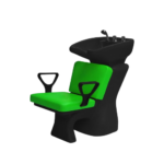 Lavacabezas Clásic Plástico Negro Tapizado Verde con Bacha y Grifería